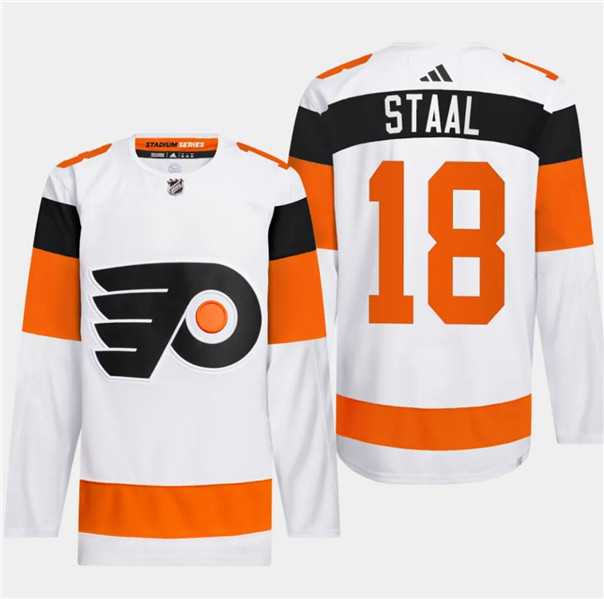 Mens Philadelphia Flyers #18 Marc Staal White 2024 Stadium Series Stitched Jersey Dzhi